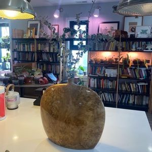 Vintage MidCentury modern faux burl wood/ceramic vase